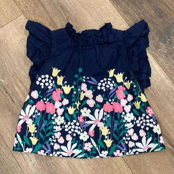 Janie and Jack Other - Janie and Jack Baby Girl Blue Floral Flutter Sleeve Shirt 3-6m